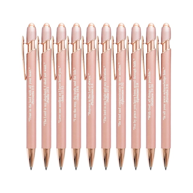 Rentrée Scolaire! Miyuadkai Ensemble de 10 Stylos à Bille avec Citations Bibliques, Ensemble de 10 Stylos à Bille : la Rédaction Qui Rend Chaque Écriture Puissante