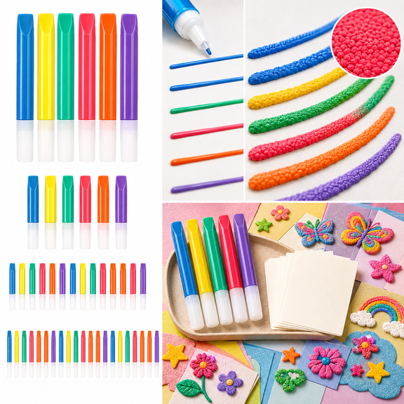 Bubble Puffy Pens 3D Art Kit for Girls, Vibrant 3D Texture Pens for DIY Art, Scrapbooking, School Crafts, Creative Drawing and Gifts, 6pcs 2ml