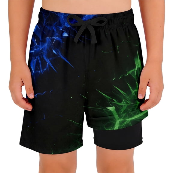 Hienoo Boys' Swimming Trunks with Compression Liner Lightweight Bathing Suit, Sizes 3-16