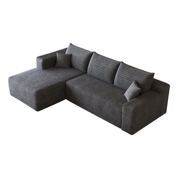 Howcool Boneless Sectional Sofa, L-Shaped Cloud Couch with Left-Facing Chaise, Deep Seat Memory Foam Modular Sofa for Living Room, Grey