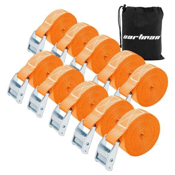 Cartman Sangles de Fixation Cargo 1 Pouce x 12 Pieds jusqu'à 600lbs, 10pk dans un Sac de Transport, Orange