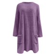 thumbnail image 3 of BODOAO Women's Fuzzy Hoodies Pullover Sport Sweatshirts Cozy Oversized with Pockets Athletic Fleece Sweatshirt Womens Winter Coat Loose Wool Jacket Long Sleeved Jumper with Pockets Purple 3Xl, 3 of 6