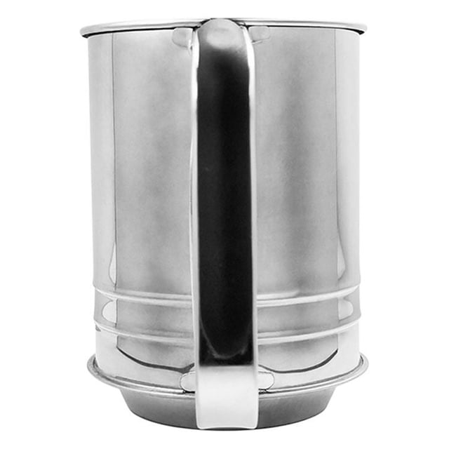 Flour Sifter Stainless Steel Powder Sifter with Hand Press Steel Flour Sifter Fine Fine Mesh Screen Baking Sieve Cup for Kitchen