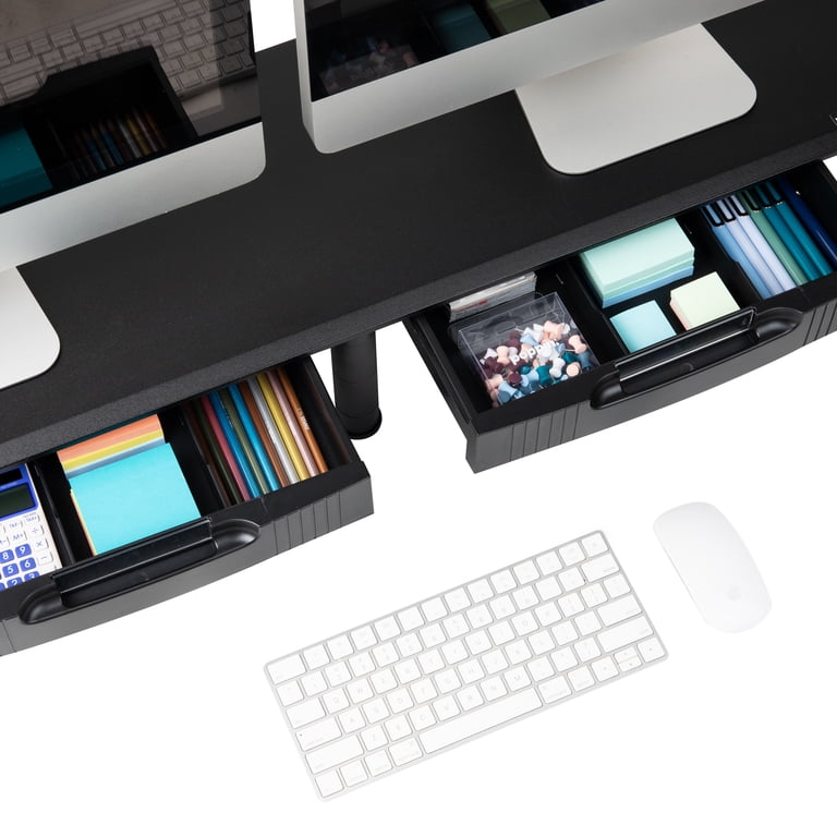 Large Dual Monitor Stand with Storage Drawers photo 6
