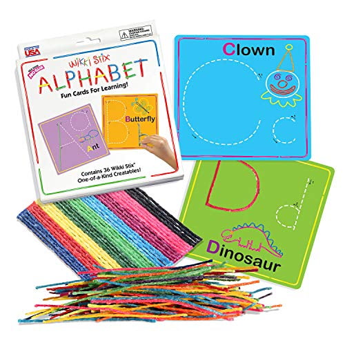 WikkiStix Early Learning Trio, Alphabet, Numbers and Shapes for Easy, Fun Preschool Learning, Made in The USA