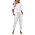 thumbnail image 2 of Honganda Women Solid Color Clothes Set, Off-shoulder Tops+Drawstring Long Pants, 2 of 8