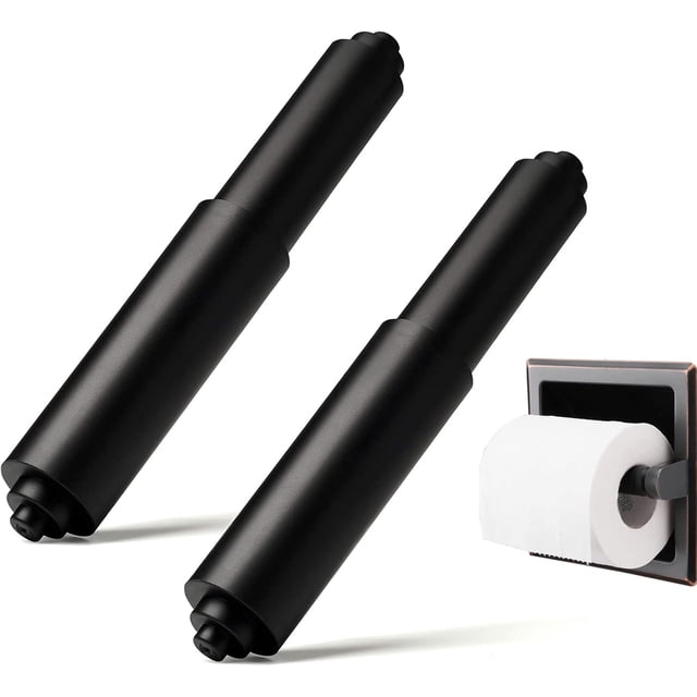 Porte-papier Hygiénique, Insert de Porte-Rouleau de Papier Hygiénique en Plastique 2 Pcs pour Remplacer le Rouleau de Toilette de Restaurant Domestique à Ressort, Noir
