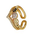 thumbnail image 3 of Womens Double Layer V Shaped Adjustable Open Ring Zircon Copper Fashion Jewelry Dainty Delicate Ring Statement, 3 of 3