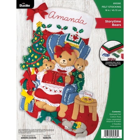 Bucilla Felt Applique Stocking Making Kit, Storytime Bears, 18"