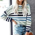 thumbnail image 2 of IROINNID Womens Sweater Round Neckline Pullover Sweater Stripes Loose Mid-Length Long Sleeve Knit Sweater, 2 of 6