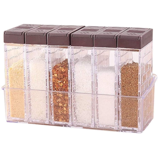 Juego de 6 saleros y pimenteros, caja de especias, caja de especias de plástico para acampar, para almacenar especias de cocina