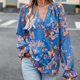 thumbnail image 5 of Camisa Blusas con estampado floral Tops Blusas casuales elegantes para mujer Traje de vacaciones de gasa Ygjytge Azul T L para Mujer, 5 of 6