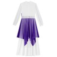 thumbnail image 5 of Aislor Girls Long Sleeve Worship Praise Dance Tunic Liturgical Church Robe Irregular Hem Dress Purple 14, 5 of 6