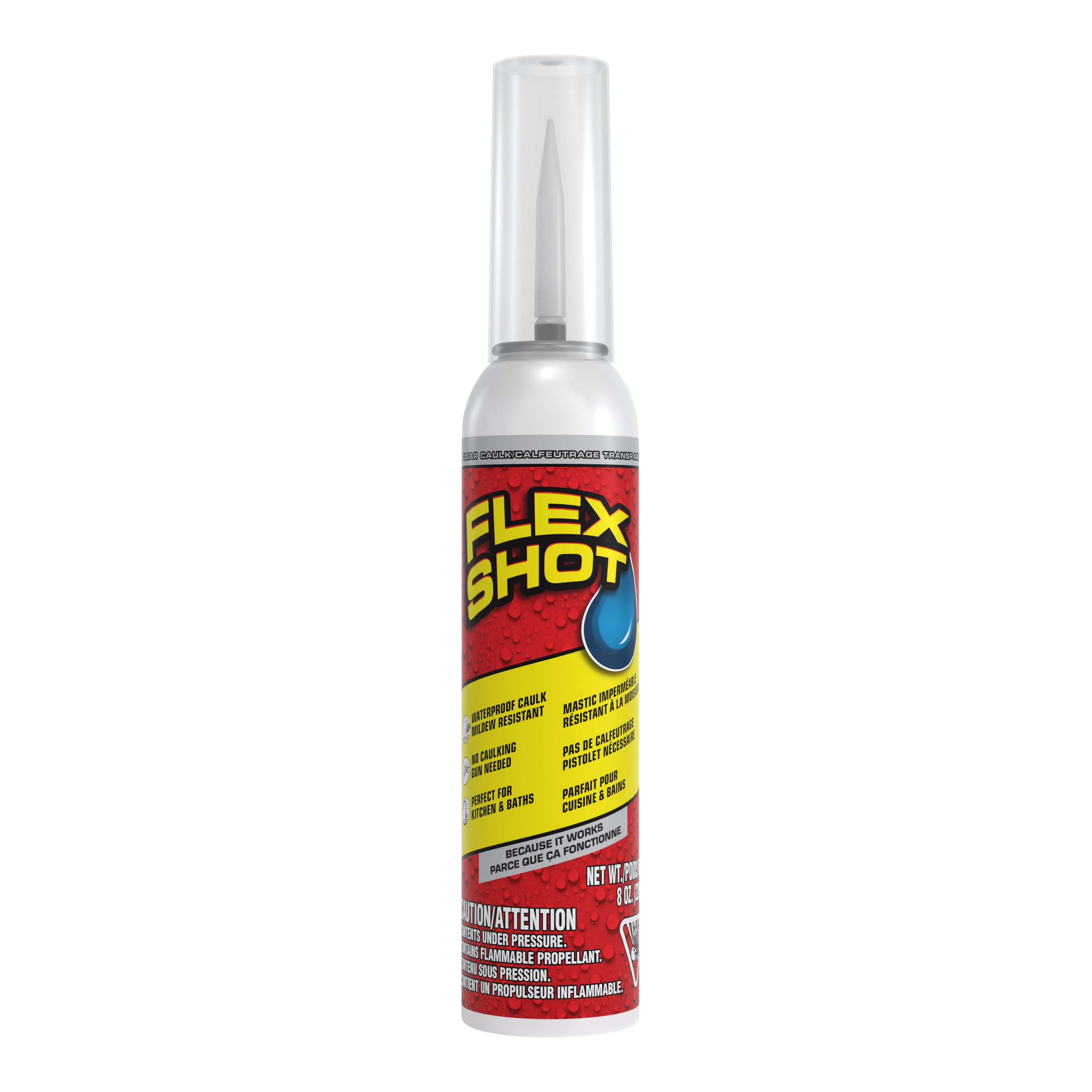 FLEX SHOT TRANSPARENT 8 OZ ADHÉSIF MASTIC EN CAOUTCHOUC ÉPAIS PLÂTRER, SCELLER ET COLLER