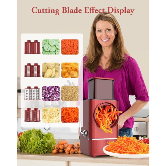 Electric Cheese Grater Salad Maker with 8 Multi Blades | Automatic Vegetable Slicer for Cheese, Fruits, Nuts