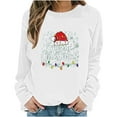 thumbnail image 5 of lulshou Women's Christmas Print Crewneck Sweatshirt Festive Holiday Long Sleeve Pullover Sweater Style Gift for Family, White, XS, 5 of 6