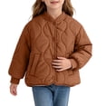thumbnail image 5 of Spazoro Girls Quilted Bomber Jacket with Side Pockets, Long Sleeve Snap Button Stand Collar Warm Casual Padded Outerwear Coat Brown Size 9-10, 5 of 7