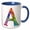 Blue/White, variant on 3drose, Colorful Monogram Letter A, 11oz Two-tone Blue Mug