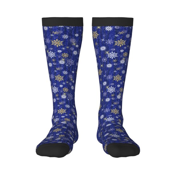 Balery Golden Snowflakes Royal Blue Calcetines novedosos Calcetines deportivos Calcetines hasta la rodilla Calcetines de algodón Calcetines originales y geniales