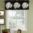 thumbnail image 5 of Flower Black Valances for Windows, Gold White Abstract Floral Aesthetic Light Filtering Kitchen Curtains, Rod Pocket Window Valance Curtains for Living Room Bedroom, 54" W x 18" L, 2 Panels, 5 of 9
