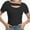 Black, variant on Womens Summer Short Sleeve T Shirts Slim Fit One Piece Cutout Scoop Neck Going Out Date Night Tops