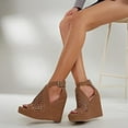 thumbnail image 1 of Nuevas sandalias de cuña Zapatos de mujer ahuecados con boca de pez de fondo grueso para mujer Wmkox8yii sa3517, 1 of 9