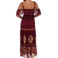 thumbnail image 2 of Sakkas Fleur De Lis Batik Jacquard Off Shoulder Crepe Hem Dress - Chocolate / Gold - One Size, 2 of 4