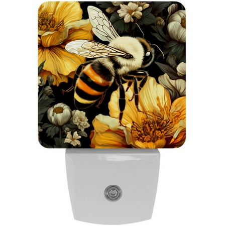 

Starry Bee LED Square Night Light - Soft Glow Plug-in Lamp with Dusk to Dawn Sensor for Bedroom and Hallway - Energy Efficient Compact Design