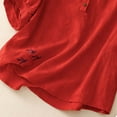 thumbnail image 4 of Luxalzxs Womens Short Sleeve Cotton Linen Tops Summer Casual Loose Crew Neck Vintage Embroidery T-Shirt Blouse, 4 of 5
