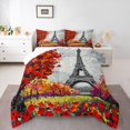 thumbnail image 3 of Homewish Fashion Eiffel Tower Bedding Comforter Set, Oil Printing Twin Comforter Sets, Romantic Valentines Day Reversible Bedding Set, Ultra Soft Bedroom Decor, 2 Pieces, 3 of 8