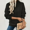 thumbnail image 4 of Women's Drawstring Hoodies with Pocket Flower Textured Pattern Hooded Sweatshirts Pullover Solid Long Sleeve Tops (L, Black), 4 of 6
