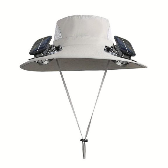 Bfogop Detachable Solar Charging Square Fan, Head-Mounted Cooling System for Fishing/Hiking, Polyester Hat with 3-Speed USB Rechargeable Breeze