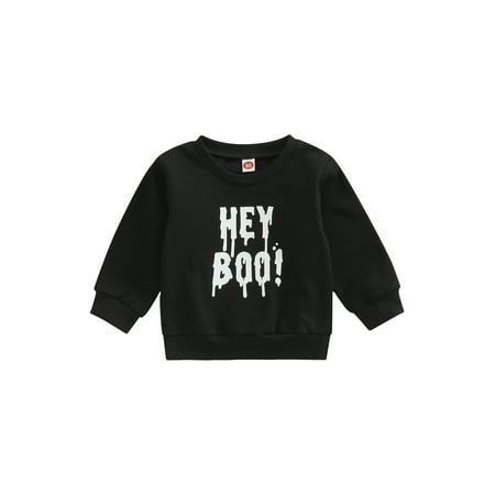

TheFound Halloween Toddler Baby Boys Girls Sweatshirts Letter Print Long Sleeve Pullover Sweater Tops Fall Winter Clothes
