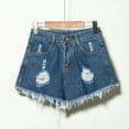 thumbnail image 2 of biudgviw Denim Shorts for Women Plus Size Ripped Jeans High Waisted Distressed Hot Summer Shorts with Pockets, 2 of 3