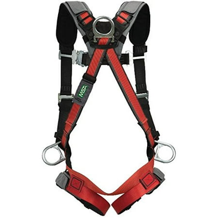 Chest D-rings - MSA 10105949 EVOTECH Harness with Back, Hip and Chest D-Rings, Qwik-Connect Leg Straps/Chest Strap, Shoulder and Leg Padding, X-Large