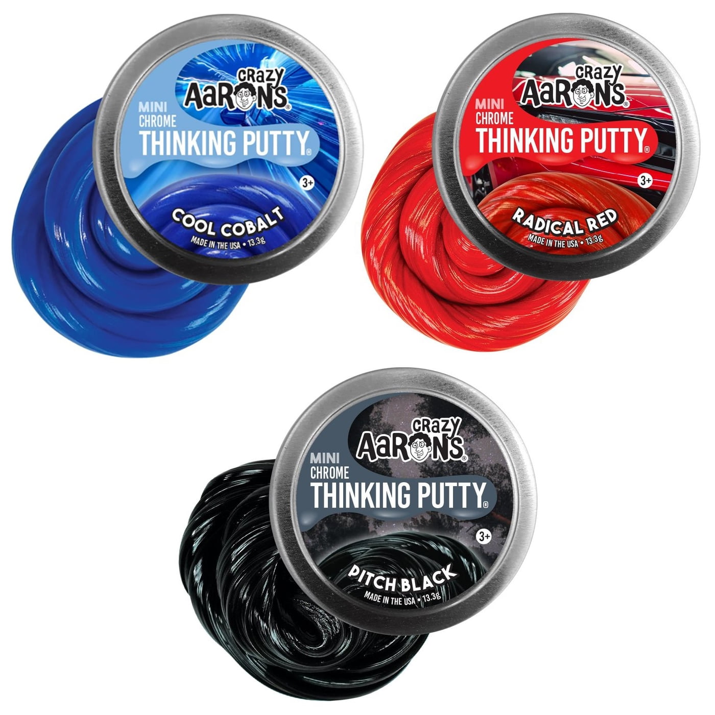Crazy Aaron's Thinking Putty Bundle Set 6 PACK 2" tins Scarab Super fly Flash 