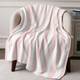 thumbnail image 6 of Pink White Geometric Stripes Throw Blankets, Minimalist Modern Art Soft Fleece Blanket Decorative for Home Sofa Couch Chair Living Bedroom, 32x48 Inches,, 6 of 8
