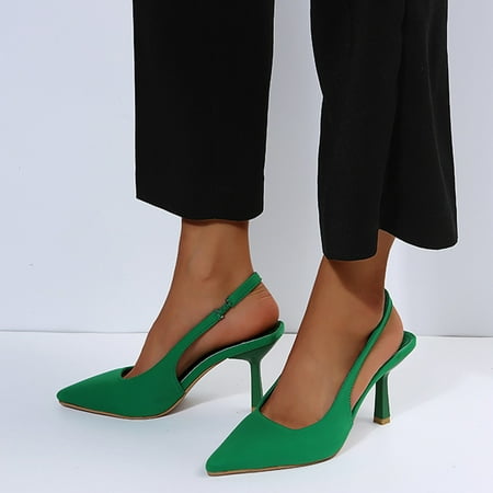 

high heels heels elastic sandals toe solid single high pointed women color shoes casual band women s high heels