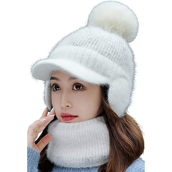 CoCopeaunts Baseball Cap Warm Earflaps Pratical with Cute Pom Pom Soft Cotton Hat Mens Outdoor Adventure Cap Winter for Womens