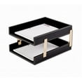 thumbnail image 1 of Dacasso a1220 Leather Double Stacking Trays - Rustic Black, 1 of 2