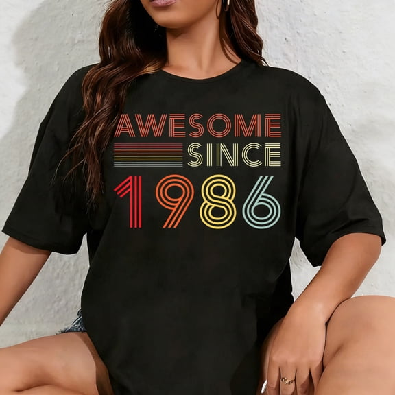 100% Cotton Unisex 40 Birthday Decorations Men 40yr Awesome 1986 40th Birthday T-Shirt