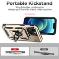 thumbnail image 2 of JTCASES for iPhone 12/12 Pro Case, Heavy Duty Protection Magnetic Car Mount Rotating Stand [Slide Camera Window] Rugged Shockproof Anti-fall Shell for iPhone 12/12 Pro, Gold, 2 of 8