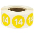 thumbnail image 1 of Yellow Number 14 Stickers 0.75 Inch 500 Labels On A Roll, 1 of 1