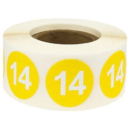 Yellow Number 14 Stickers 0.75 Inch 500 Labels On A Roll | Walmart Canada
