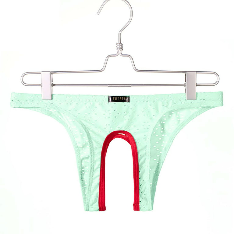 Lingerie Ice Silk Bikini Briefs Open Penis Hole Underwear