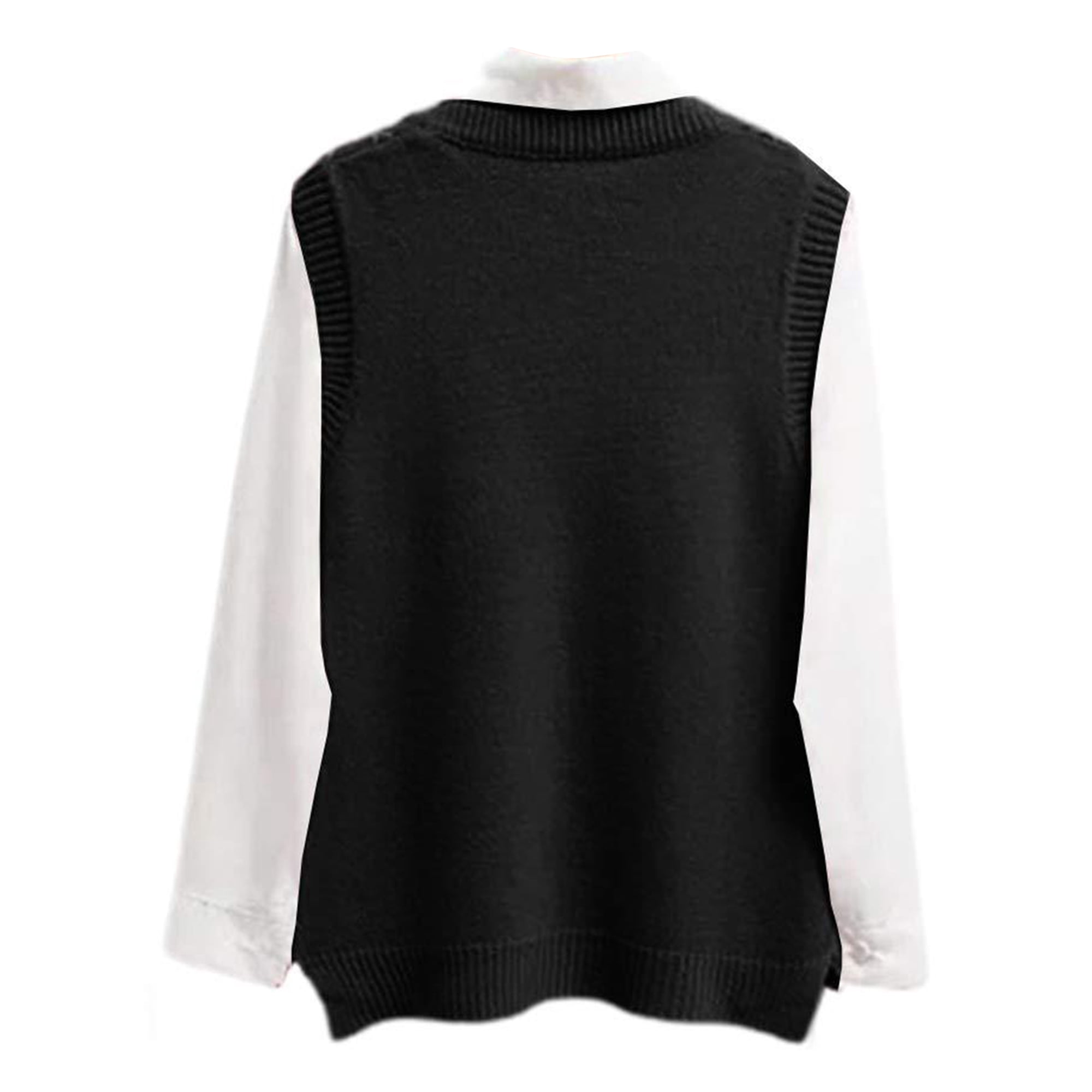 MAWCLOS Ladies Sweater Vest Plaid Waistcoat V Neck Jumper Top Loose Winter Warm Sleeveless Sweaters Black XL Walmart