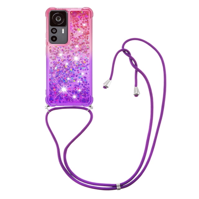 Funda para Xiaomi 12T/12T Pro 5G Brillantina Líquida Divertida Reluciente y con Cristales en Movimiento Cuerpo Cruzado con Cordón Ajustable