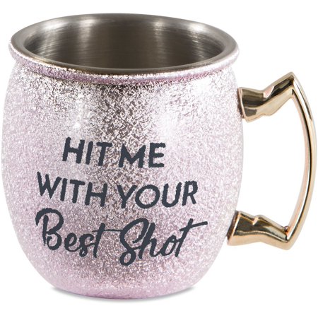 Pavilion Gift Company - Hit Me With Your Best Shot - Pink 2 oz Stainless Steel Mini Moscow Mule Shot