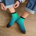 thumbnail image 3 of Rateoe Green Turquoise Teal Pattern Quarter Crew Socks,Toe Seamed Ankle Socks,Cotton Cushioned Breathable Athletic Crew Sports Socks, 3 of 7