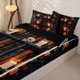 thumbnail image 3 of Homewish Library Skull Candle Rose Zipper Full Size Comforter Sets with Fitted Sheet and 2 Pillowcases for Kids Girls Boys, Vintage Book Shelf Zipper Bedding Set, Black Reversible, 4-Piece, 3 of 6